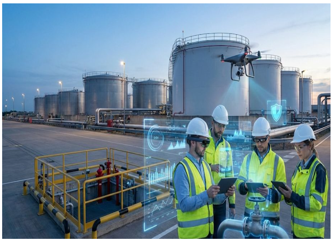 Taking a Different Approach - Workers with drone at facility