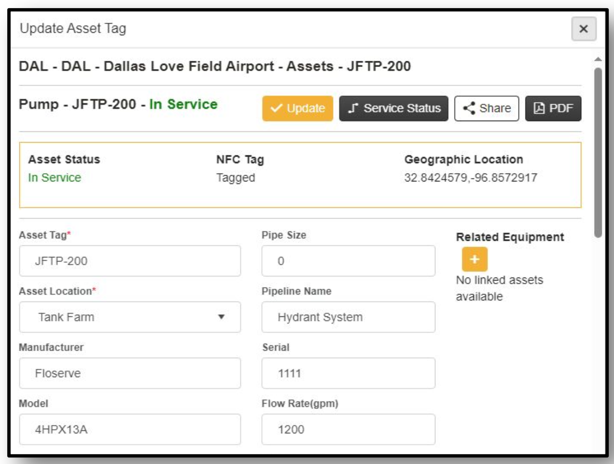 Update Asset Tag Form - Digital asset management interface